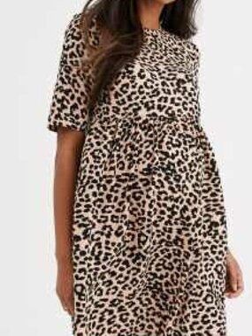 ASOS Maternity smock mini dress in leopard print